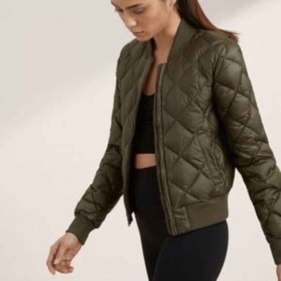 NEW! Quilted Bomber Jacket Olive Small - Picture 1 of 8
